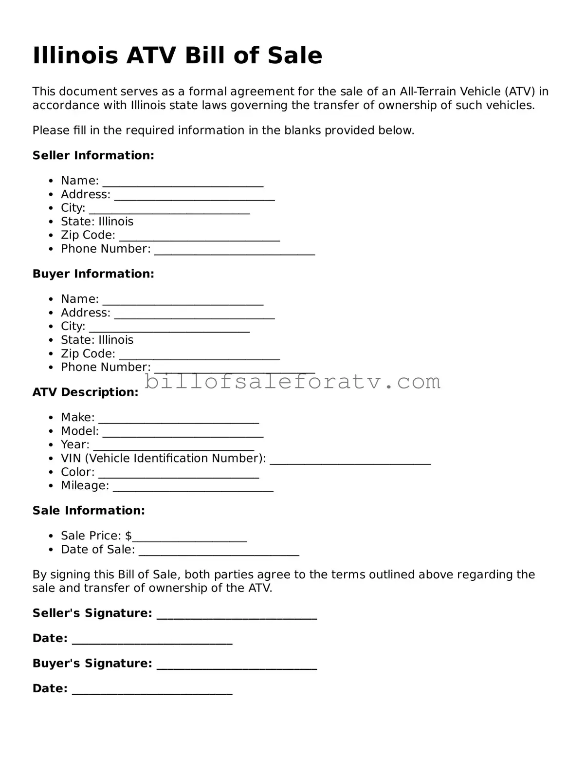 Illinois ATV Bill of Sale Template